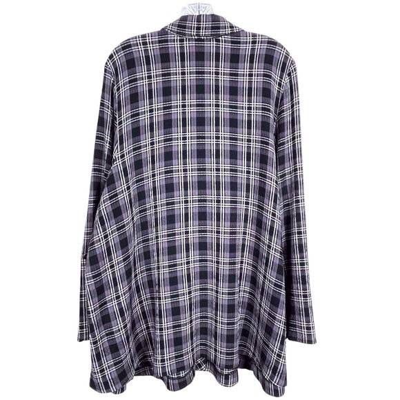 HABITAT Plaid Crinkle Tunic Top Gray Black Long Sleeve Shirt Size XL EUC - Picture 3 of 16